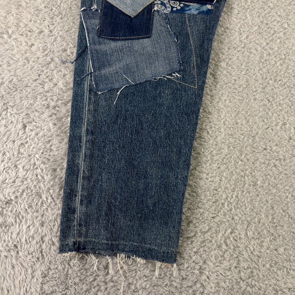 Polo Ralph Lauren Avery Boyfriend Patchwork Bandana Distressed Denim Jeans 31 - Picture 11 of 16